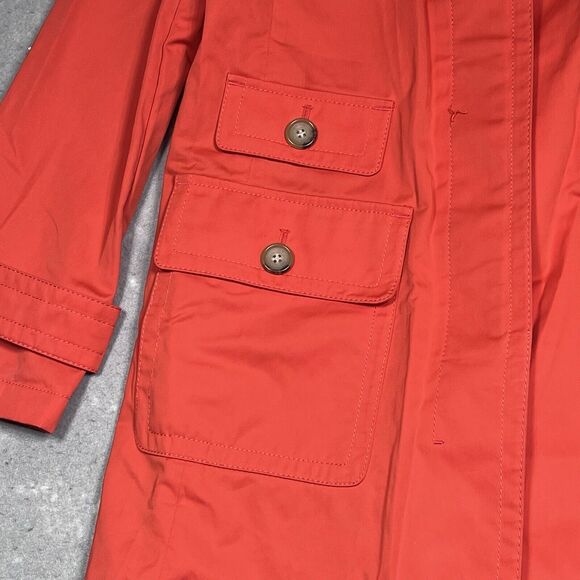 Talbots Jacket Womens Size 6 Orange Trench Coat Lightweight Buttons $189 - Picture 4 of 15
